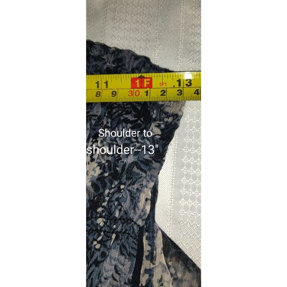 Joie Swing Dress Sz L Baltic Print Navy Blue/Black/White Mini Flowy Chiffon - Picture 15 of 16